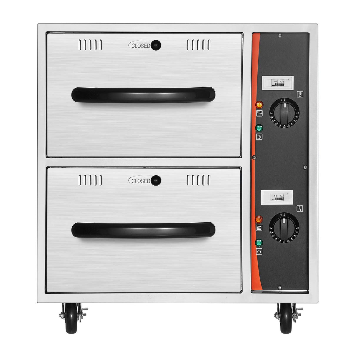 Commercial Electric Drawer Warmer, 2 Full-Size Pan Stainless Steel Food Warmer, Freestanding Standard Warming Drawer Cabinet, 85 Fahrenheit –185 Fahrenheit Wide Temperature Range