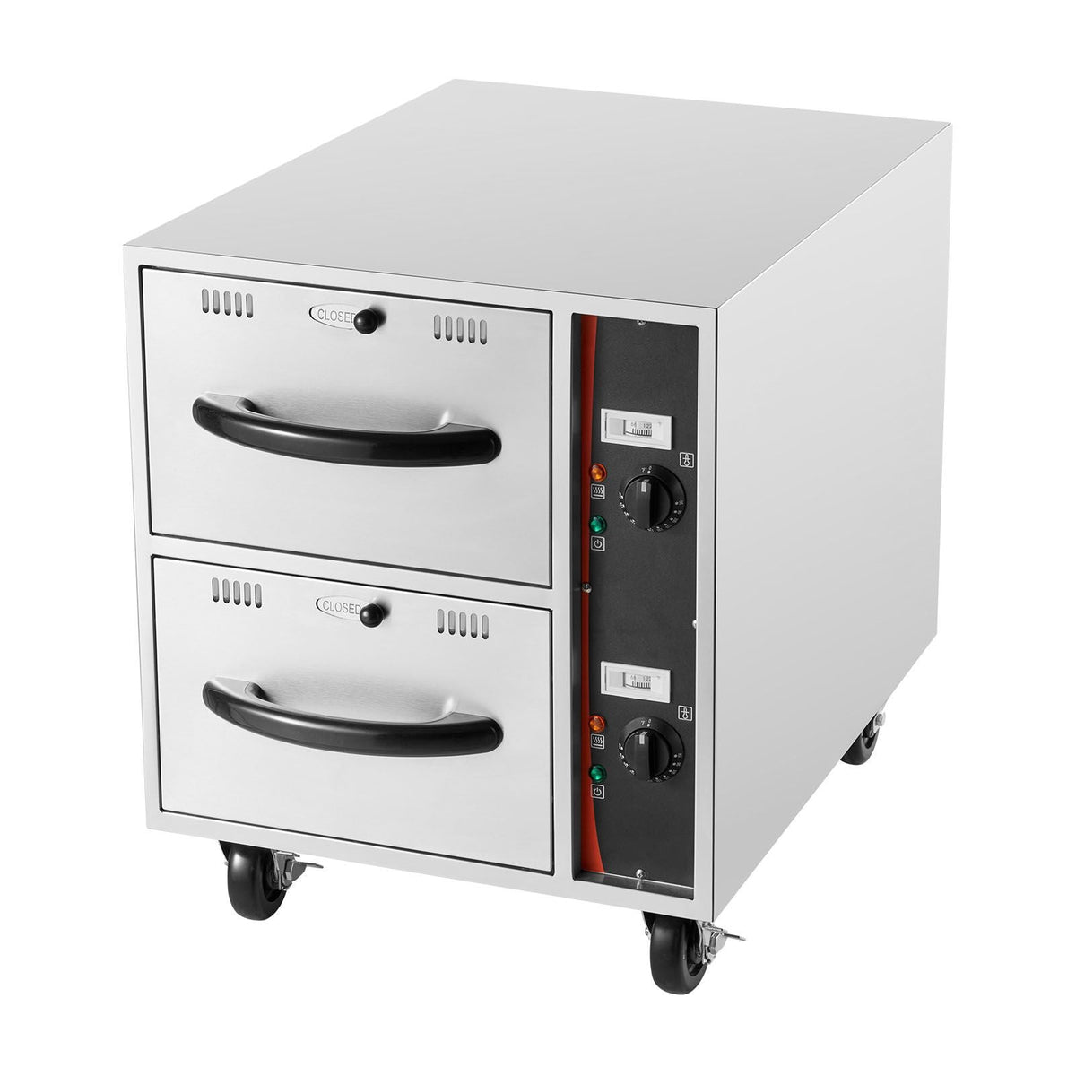 Commercial Electric Drawer Warmer, 2 Full-Size Pan Stainless Steel Food Warmer, Freestanding Standard Warming Drawer Cabinet, 85 Fahrenheit –185 Fahrenheit Wide Temperature Range