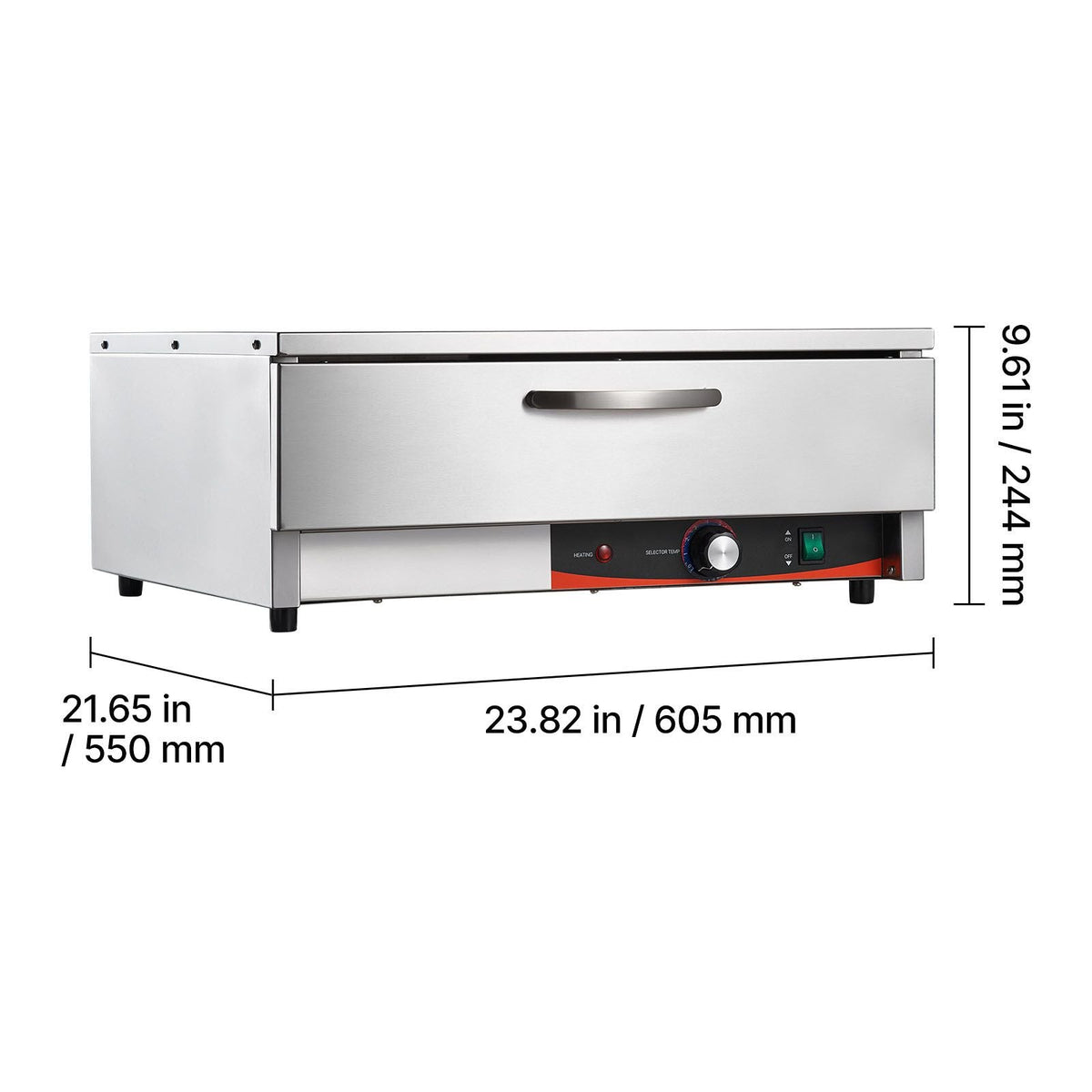 Commercial Electric Drawer Warmer, Single-Drawer Stainless Steel Food Warmer, Freestanding Compact Warming Drawer Cabinet, 85 Fahrenheit -185 Fahrenheit Wide Temperature Range