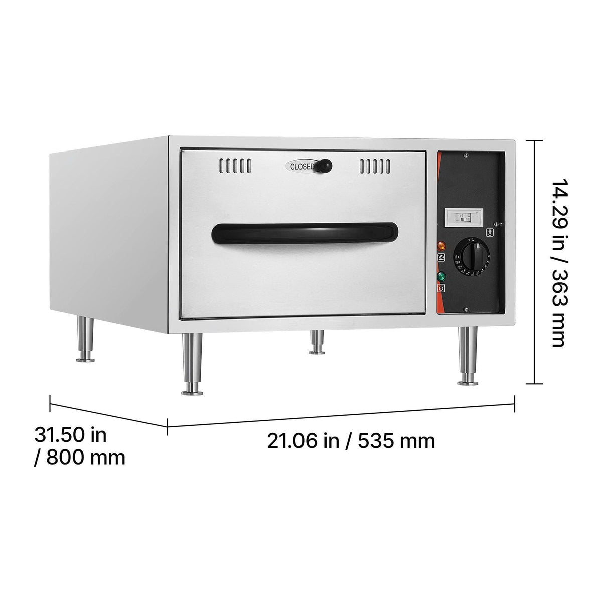 Commercial Electric Drawer Warmer, Single-Drawer Stainless Steel Food Warmer, Freestanding Slim Warming Drawer Cabinet, 85 Fahrenheit -185 Fahrenheit Wide Temperature Range, for Restaurant