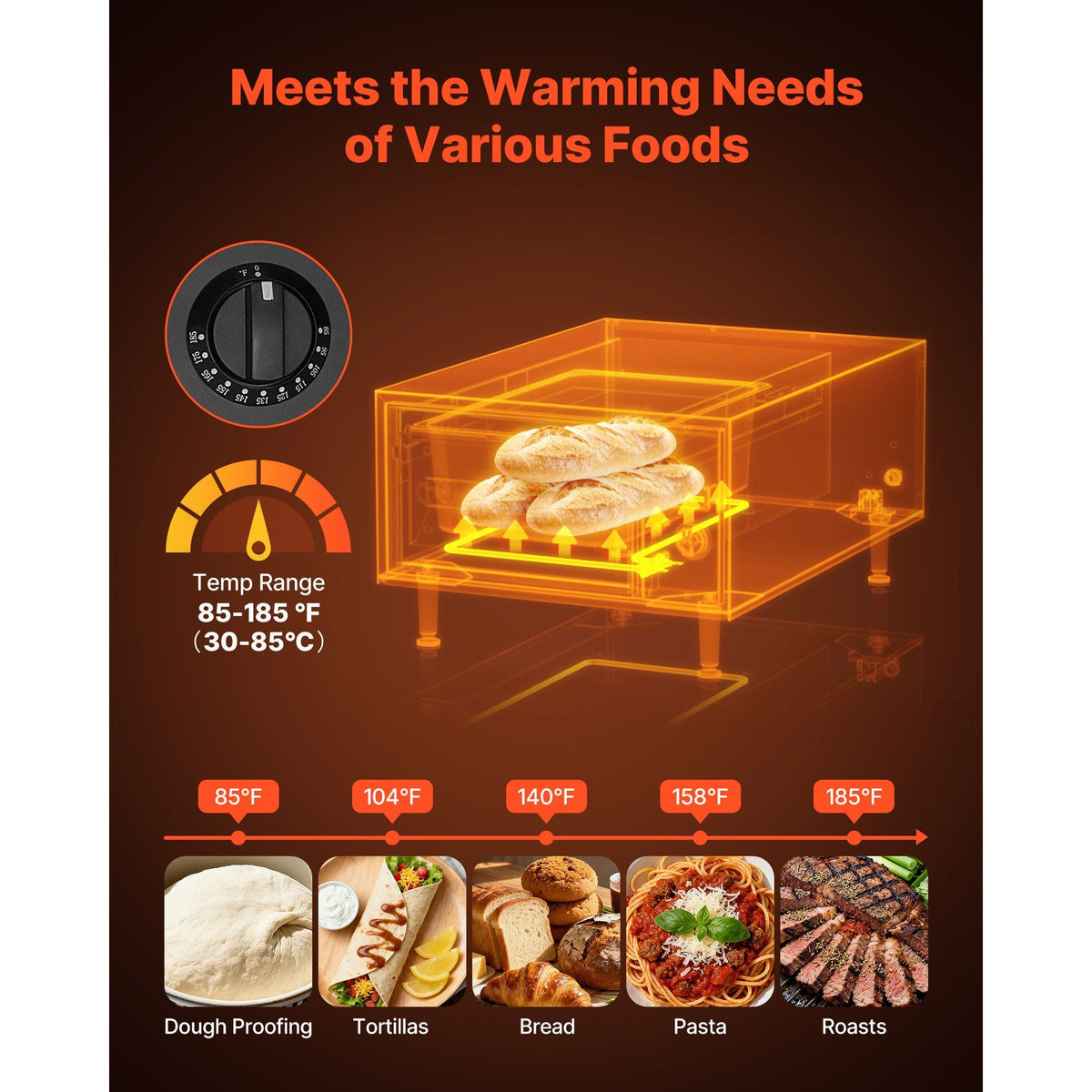 Commercial Electric Drawer Warmer, Single-Drawer Stainless Steel Food Warmer, Freestanding Slim Warming Drawer Cabinet, 85 Fahrenheit -185 Fahrenheit Wide Temperature Range, for Restaurant