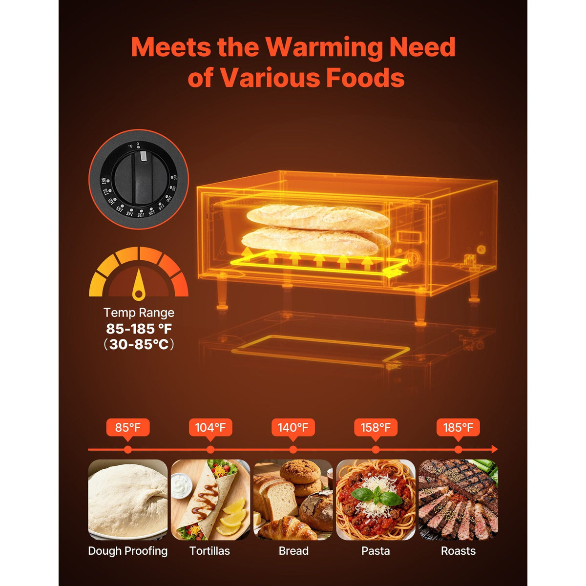 Commercial Electric Drawer Warmer, Single-Drawer Stainless Steel Food Warmer, Freestanding Standard Warming Drawer Cabinet, 85 Fahrenheit –185 Fahrenheit Wide Temperature Range