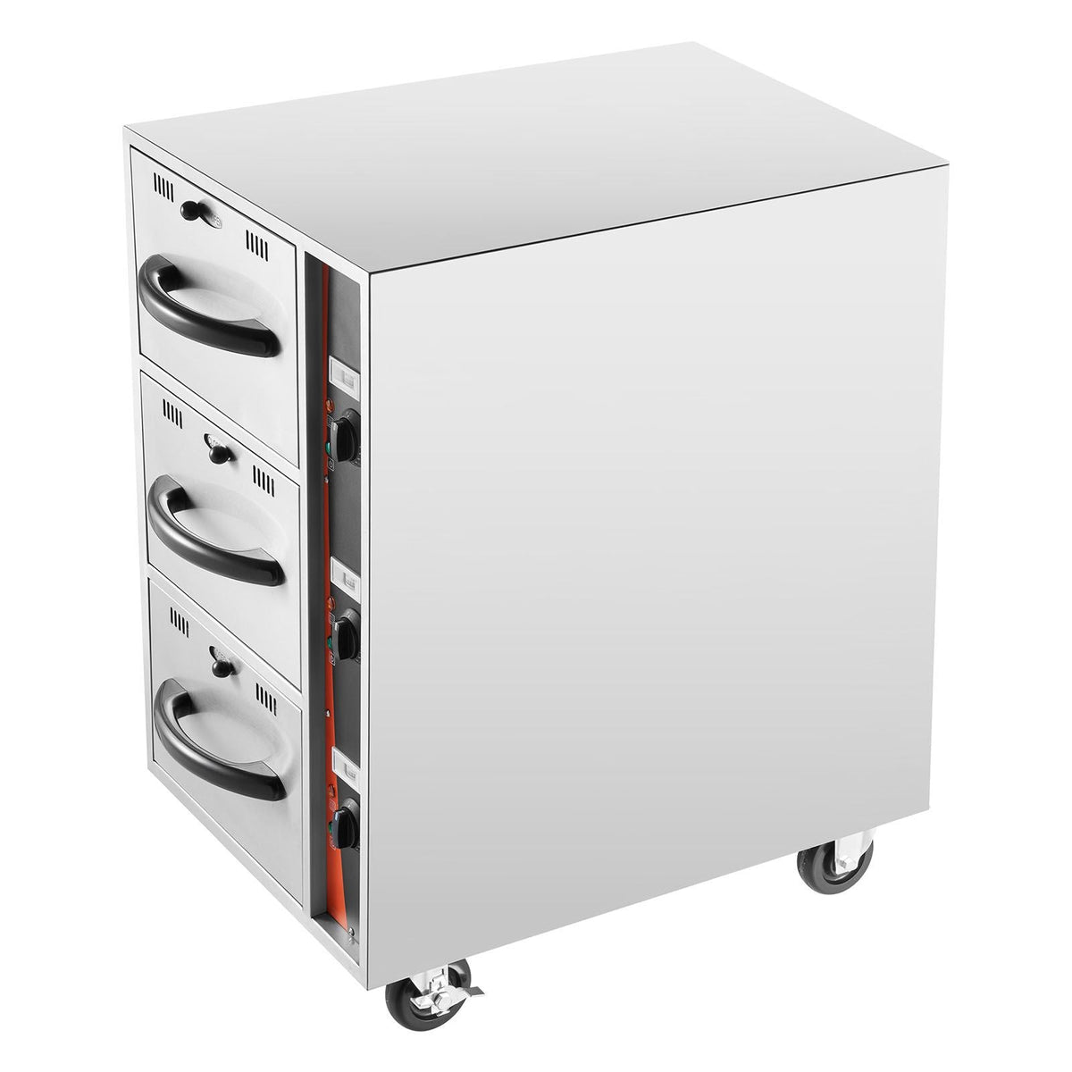 Commercial Electric Drawer Warmer, Three-Drawer Stainless Steel Food Warmer, Freestanding Compact Warming Drawer Cabinet, 85 -185 Fahrenheit Wide Temperature Range