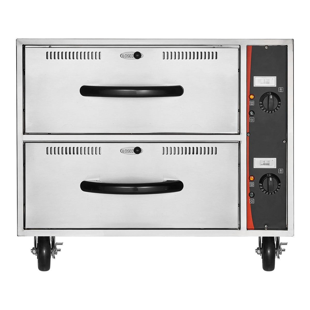 Commercial Electric Drawer Warmer, Two-Drawer Stainless Steel Food Warmer, Freestanding Standard Warming Drawer Cabinet, 85 Fahrenheit -185 Fahrenheit Wide Temperature Range