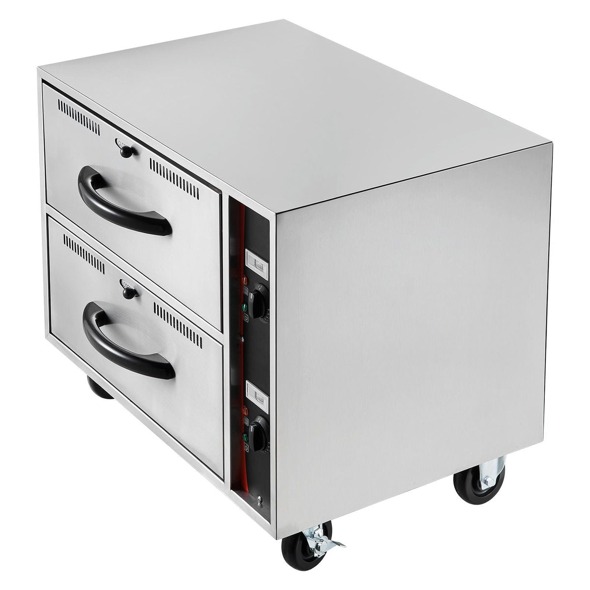 Commercial Electric Drawer Warmer, Two-Drawer Stainless Steel Food Warmer, Freestanding Standard Warming Drawer Cabinet, 85 Fahrenheit -185 Fahrenheit Wide Temperature Range