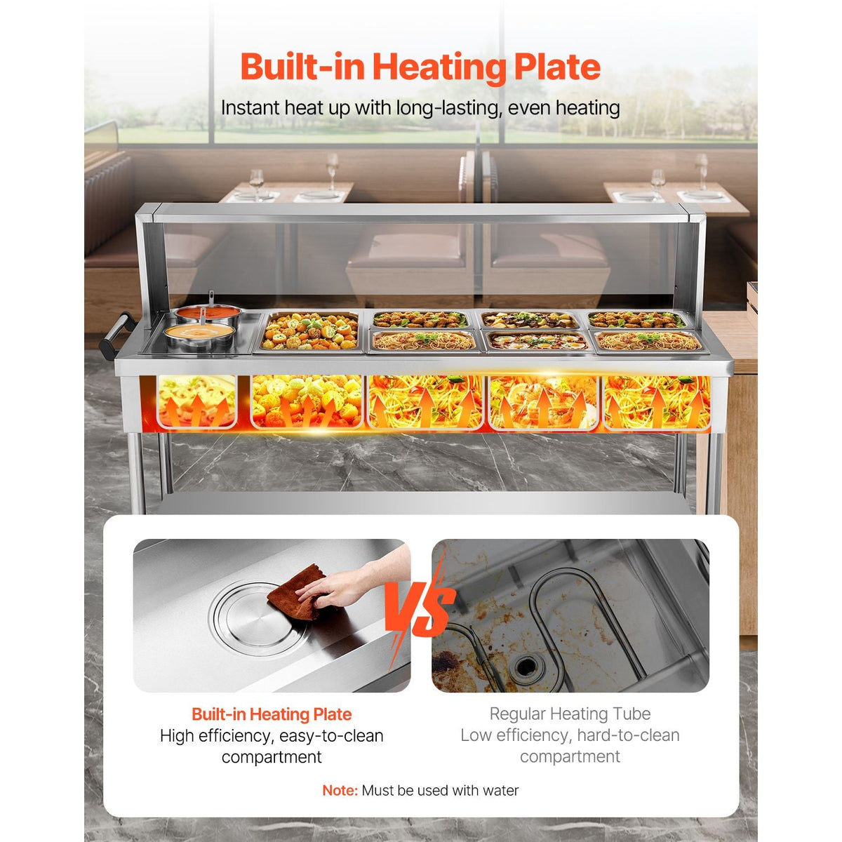 Commercial Electric Food Warmer, 7 Pans + 2 Pots Steam Table, 1800W Professional Buffet Catering Food Warmer with Shield Undershelf Wheels, Stainless Steel Server for Party Restaurant