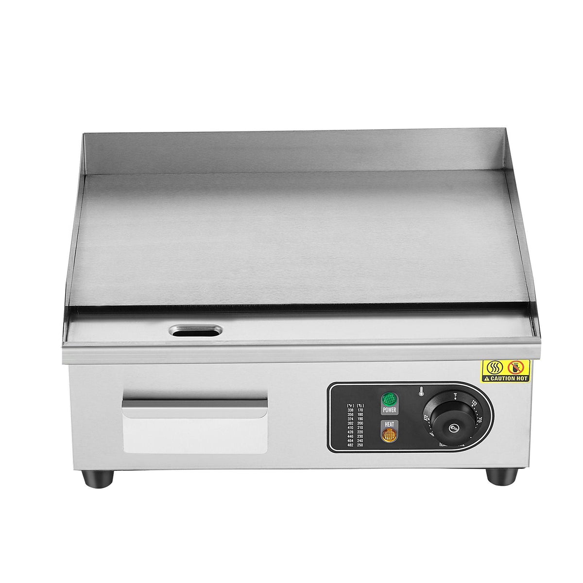 Commercial Electric Griddle, 1700W Countertop Flat Top Grill, 122-572 F Adjustable Temp, 17.72 x 11.81 x 0.39in Stainless Steel Griddle Grill with 2 Shovels and 2 Brushes for Home or Restaurant