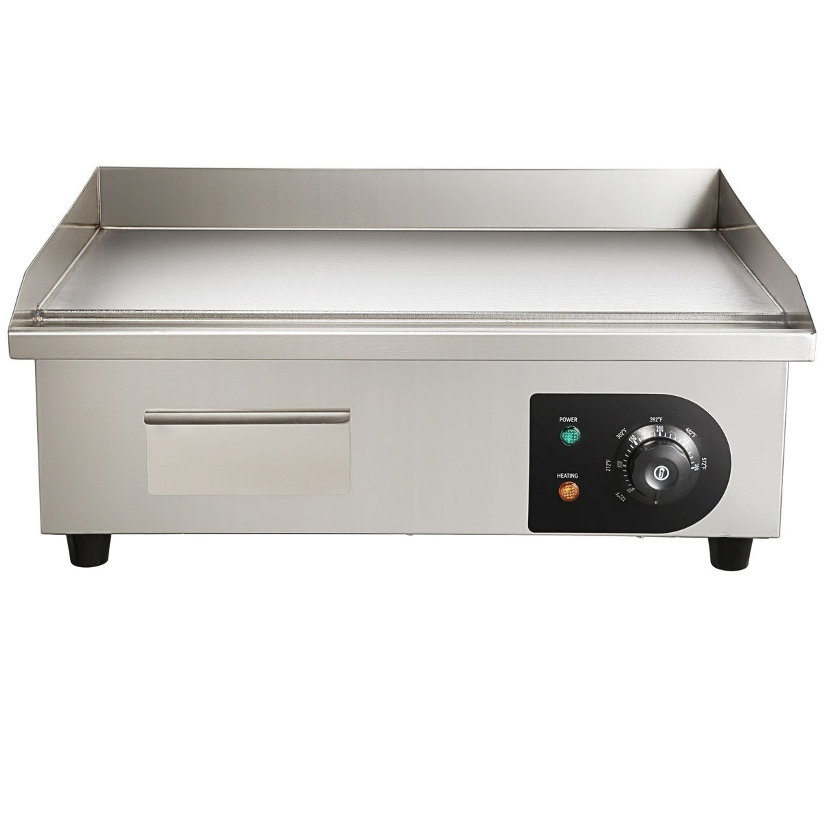 Commercial Electric Griddle, 21", 1600W Countertop Flat Top Grill, Stainless Steel Grill with Non Stick Iron Cooking Plate, 122-572Fahrenheit Adjustable Temp Control 2 Shovels & Brushes, 110V