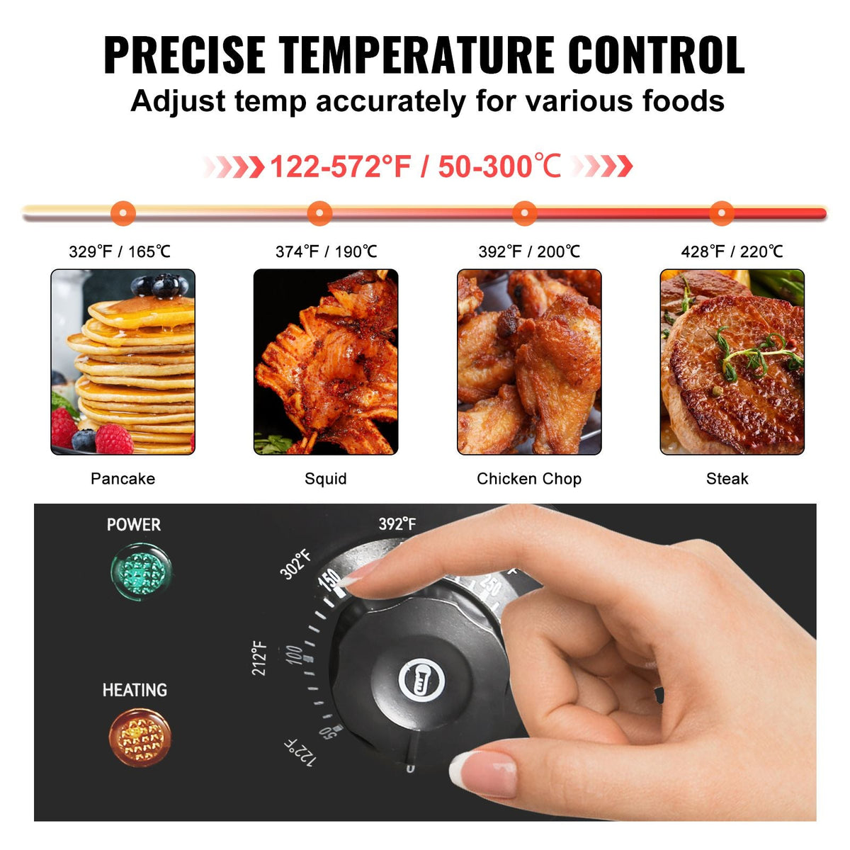 Commercial Electric Griddle, 21", 1600W Countertop Flat Top Grill, Stainless Steel Grill with Non Stick Iron Cooking Plate, 122-572Fahrenheit Adjustable Temp Control 2 Shovels & Brushes, 110V