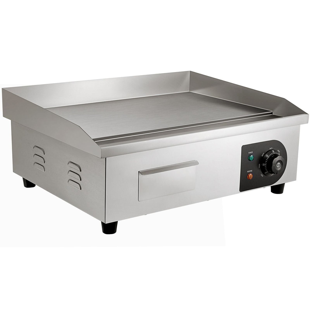 Commercial Electric Griddle, 21", 1600W Countertop Flat Top Grill, Stainless Steel Grill with Non Stick Iron Cooking Plate, 122-572Fahrenheit Adjustable Temp Control 2 Shovels & Brushes, 110V