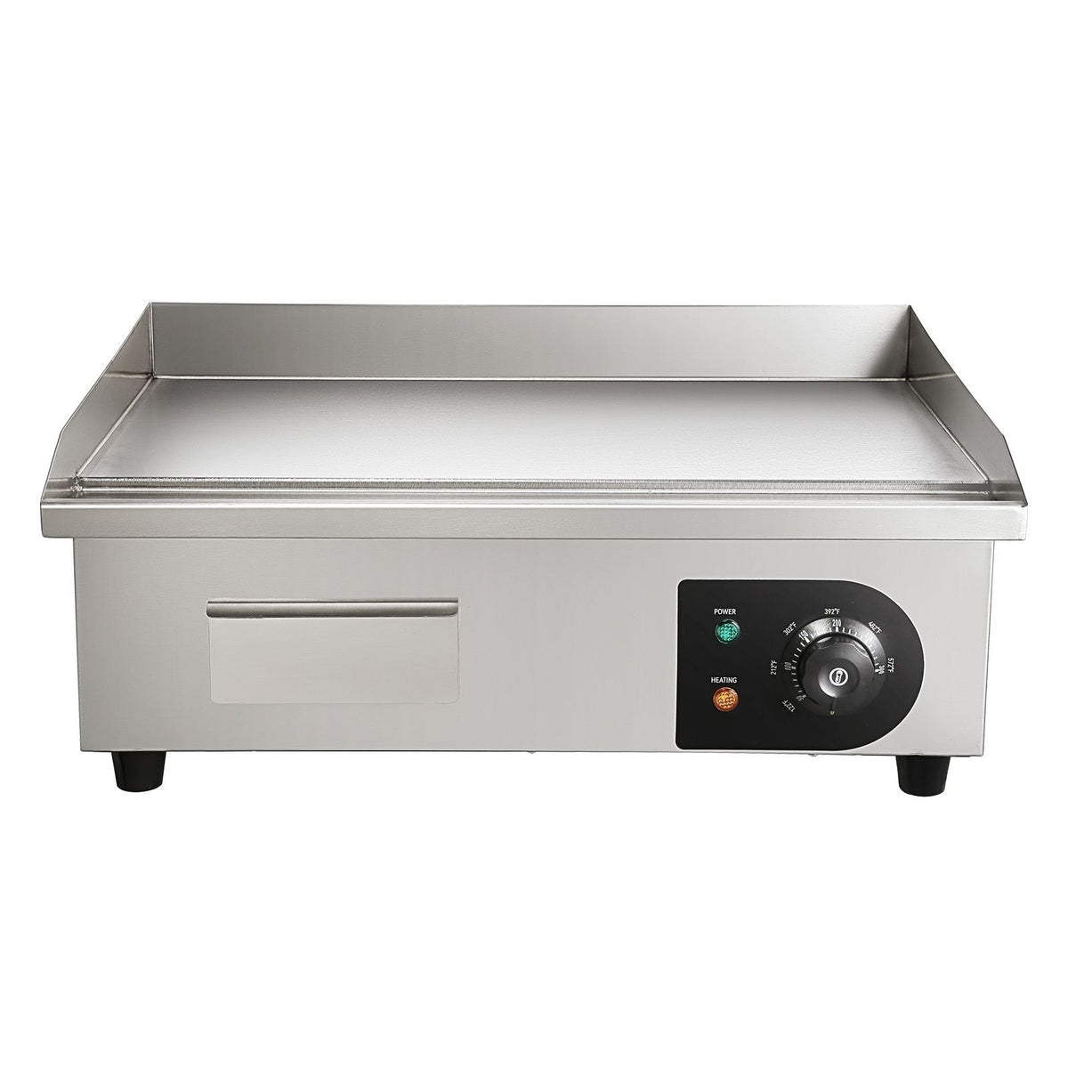 Commercial Electric Griddle, 21 x 11.8 inch, 1750W, 122-570 Fahrenheit Adjustable Temp Control, Stainless Steel Countertop Flat Top Grill with 2 Spatulas, 2 Brushes and 4 Foot Pads