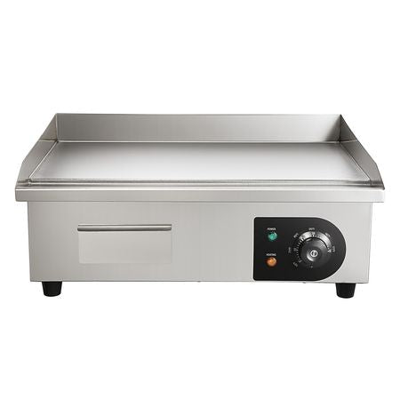 Commercial Electric Griddle, 21 x 11.8 inch, 1750W, 122-570 Fahrenheit Adjustable Temp Control, Stainless Steel Countertop Flat Top Grill with 2 Spatulas, 2 Brushes and 4 Foot Pads