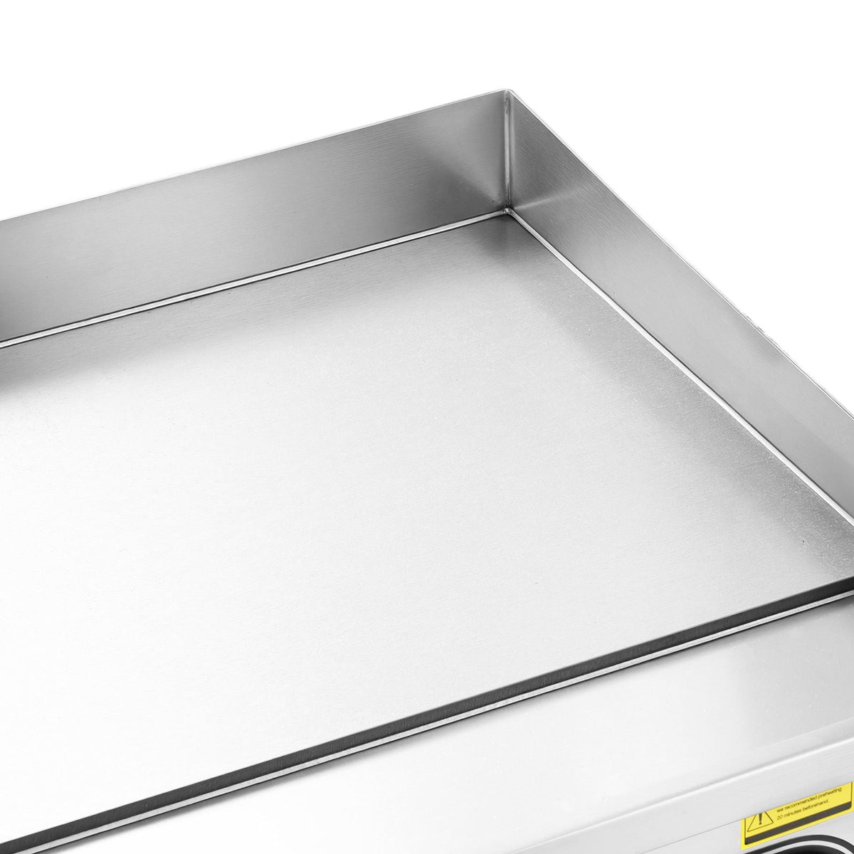 Commercial Electric Griddle, 21.06 x 11.81 inch, 1750W, 122-570 Fahrenheit Adjustable Temp Control, Stainless Steel Body, Half Grooved Half Flat, with 2 Spatulas, 2 Brushes, and 4 Foot Pads