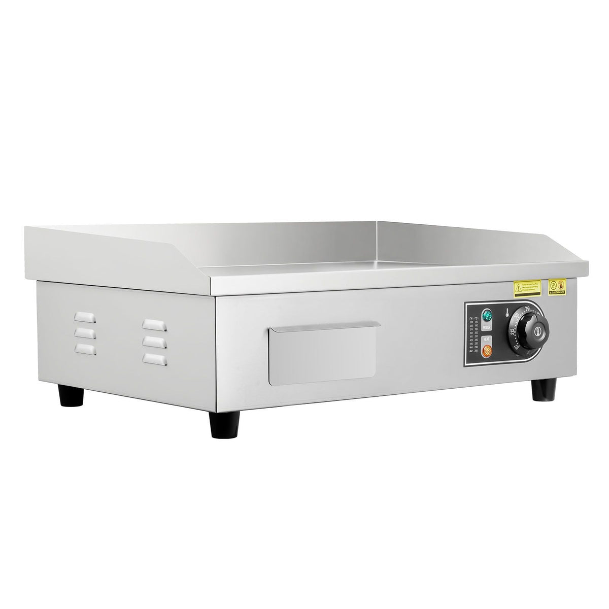 Commercial Electric Griddle, 21.06 x 11.81 inch, 3200W, 122-570 Fahrenheit Adjustable Temp Control, Stainless Steel Body, Full Flat, with 2 Spatulas, 2 Brushes, and 4 Foot Pads