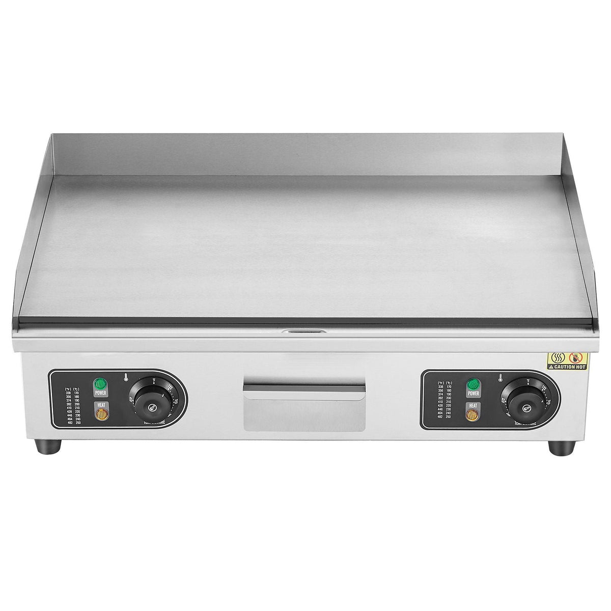 Commercial Electric Griddle, 2800W Countertop Flat Top Grill, 122-572 F Adjustable Temp, 25.98x15.75x0.39in Stainless Steel Griddle Grill with 2 Shovels, 2 Brushes, for Home Restaurant(No Plug)