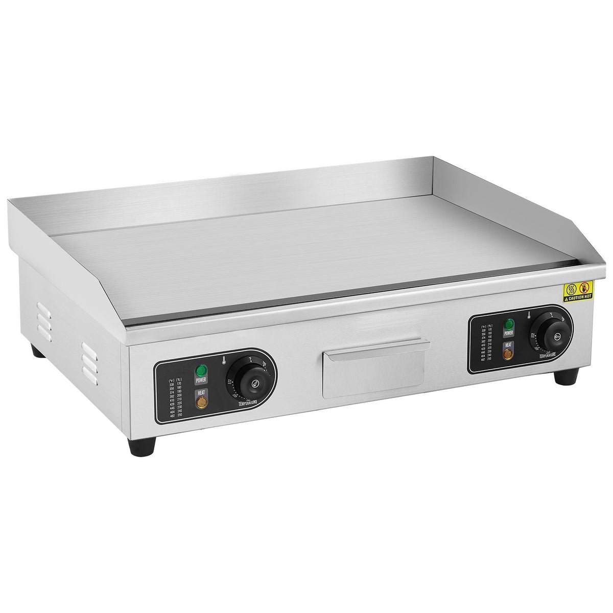 Commercial Electric Griddle, 2800W Countertop Flat Top Grill, 122-572 F Adjustable Temp, 25.98x15.75x0.39in Stainless Steel Griddle Grill with 2 Shovels, 2 Brushes, for Home Restaurant(No Plug)