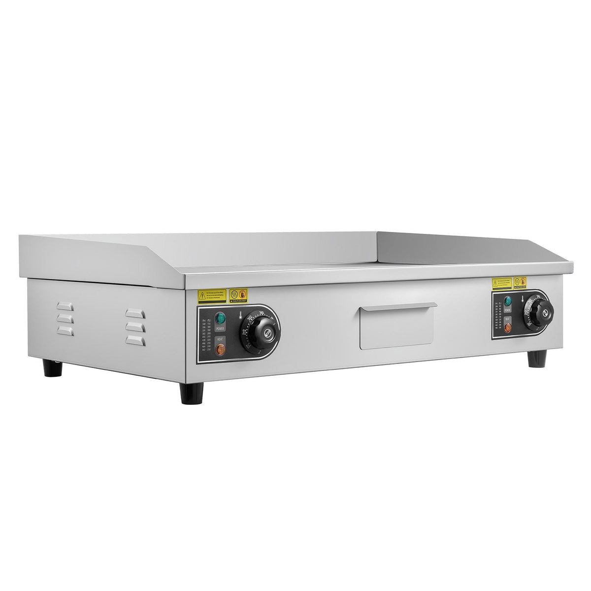 Commercial Electric Griddle, 28.54 x 15.75 in, 2800W, 122-570°F Adjustable Temp Control, Stainless Steel Countertop Flat Top Grill with 2 Spatulas, 2 Brushes, and 4 Foot Pads, for Steak