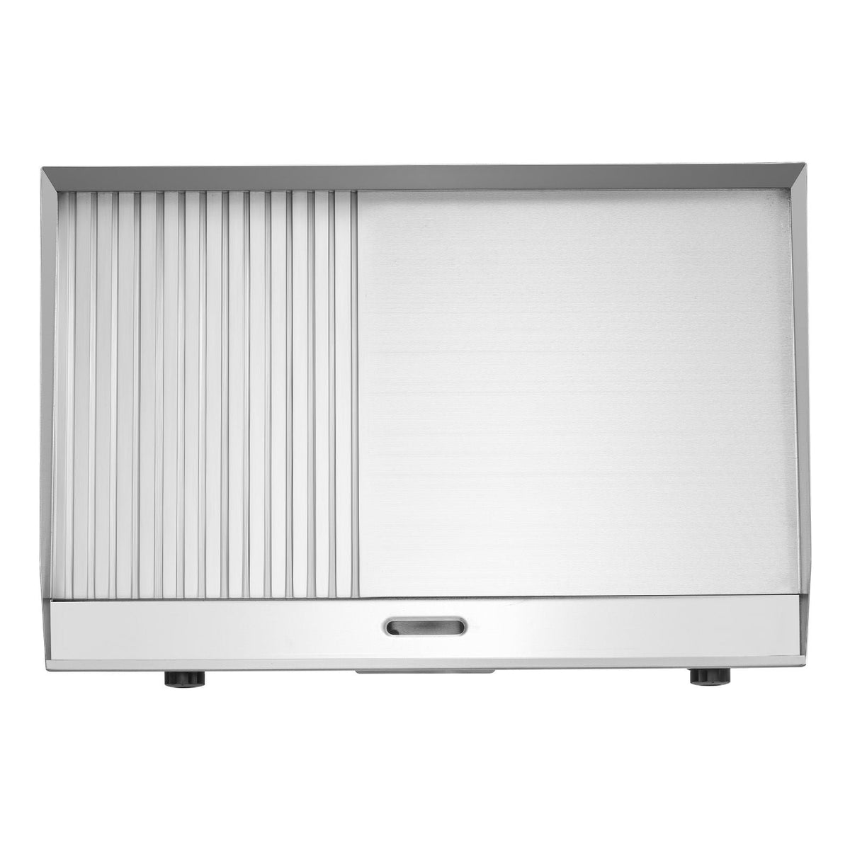 Commercial Electric Griddle, 28.54 x 15.75 in, 2800W, 122-570°F Adjustable Temp Control, Stainless Steel, Half Grooved Half Flat, with 2 Spatulas, 2 Brushes, and 4 Foot Pads, for Steak(NO PLUG)