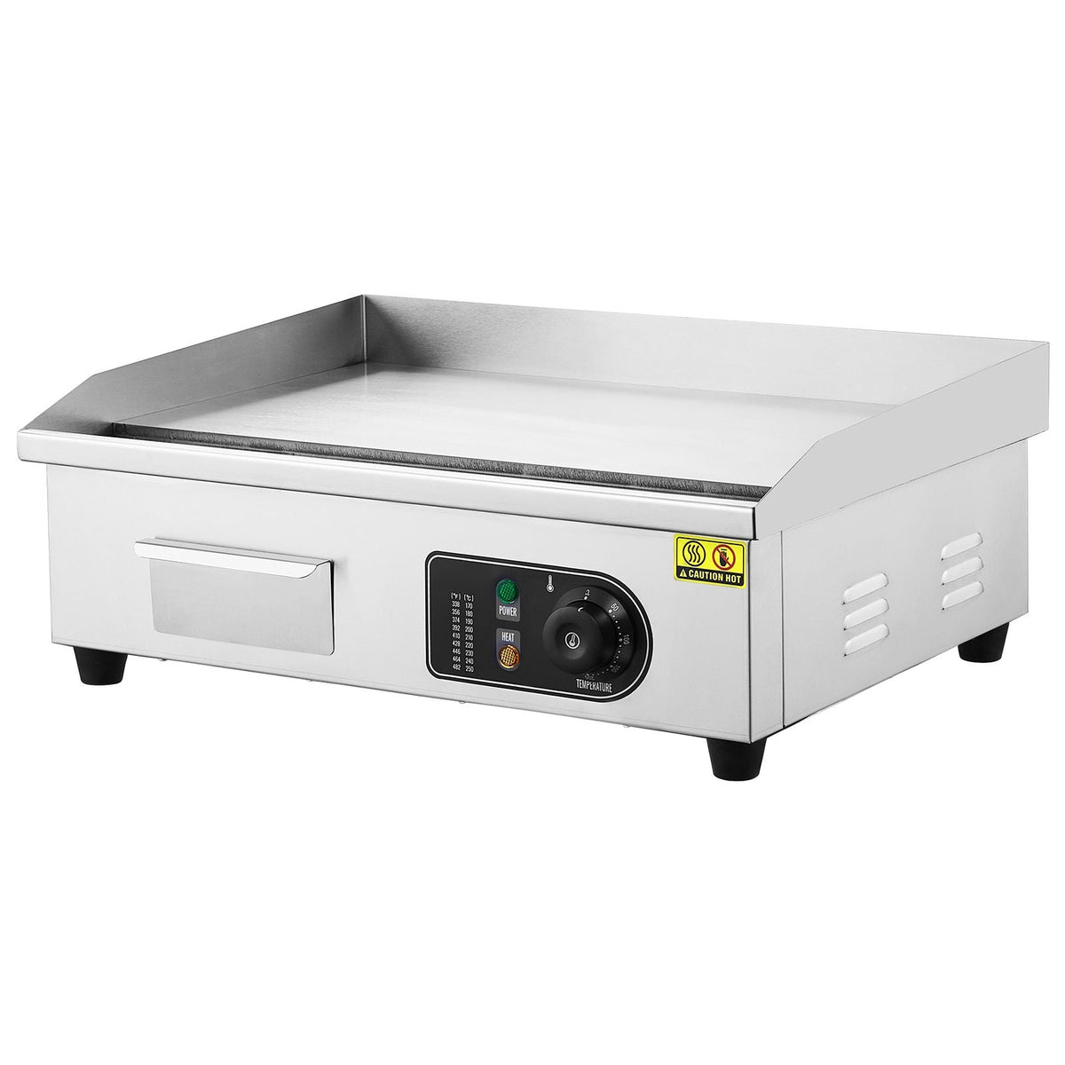 Commercial Electric Griddle, 3200W Countertop Flat Top Grill, 122-572 F Adjustable Temp, 21.26 x 11.81 x 0.39in Stainless Steel Griddle Grill with 2 Shovels and 2 Brushes for Home or Restaurant