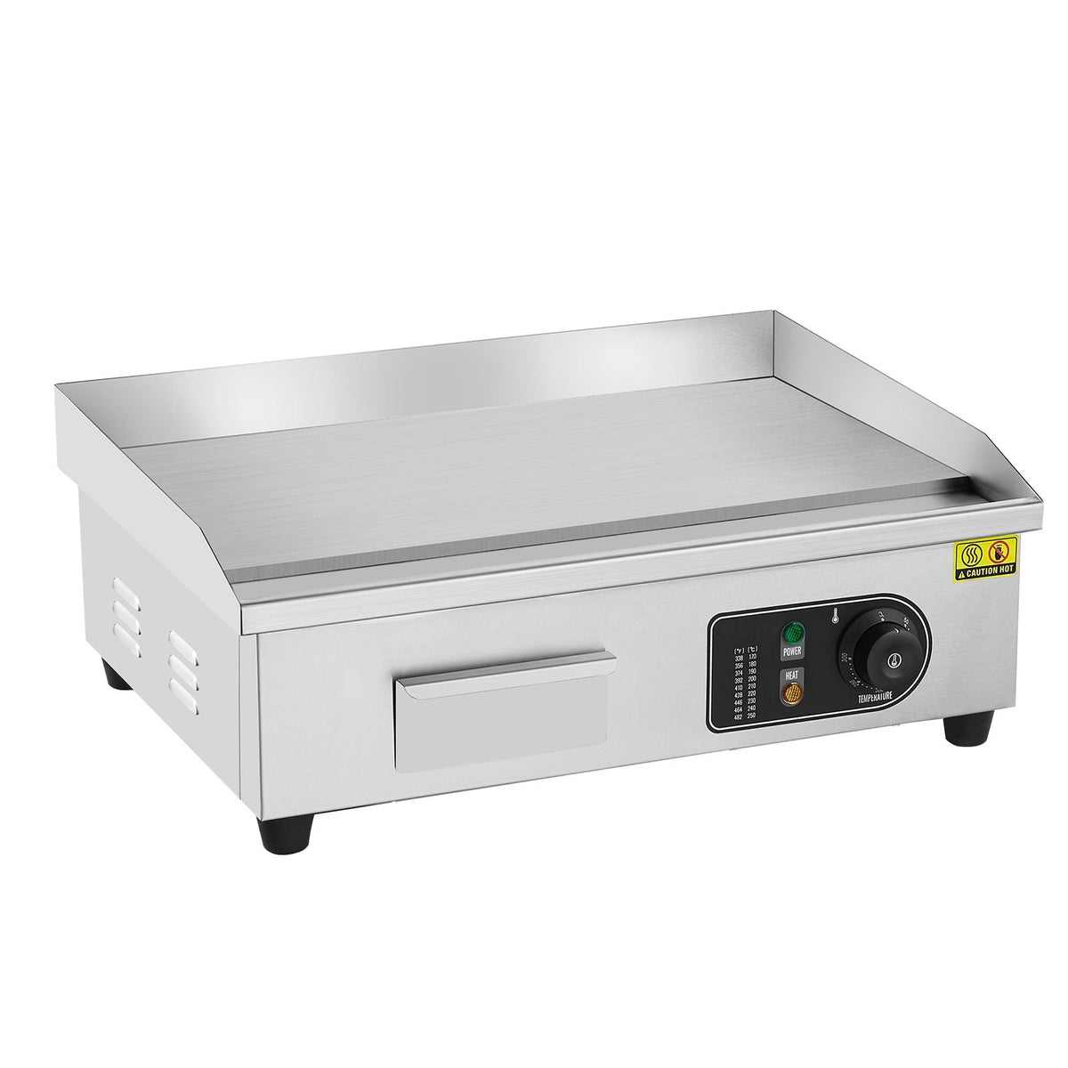 Commercial Electric Griddle, 3200W Countertop Flat Top Grill, 122-572 F Adjustable Temp, 21.26 x 11.81 x 0.39in Stainless Steel Griddle Grill with 2 Shovels and 2 Brushes for Home or Restaurant