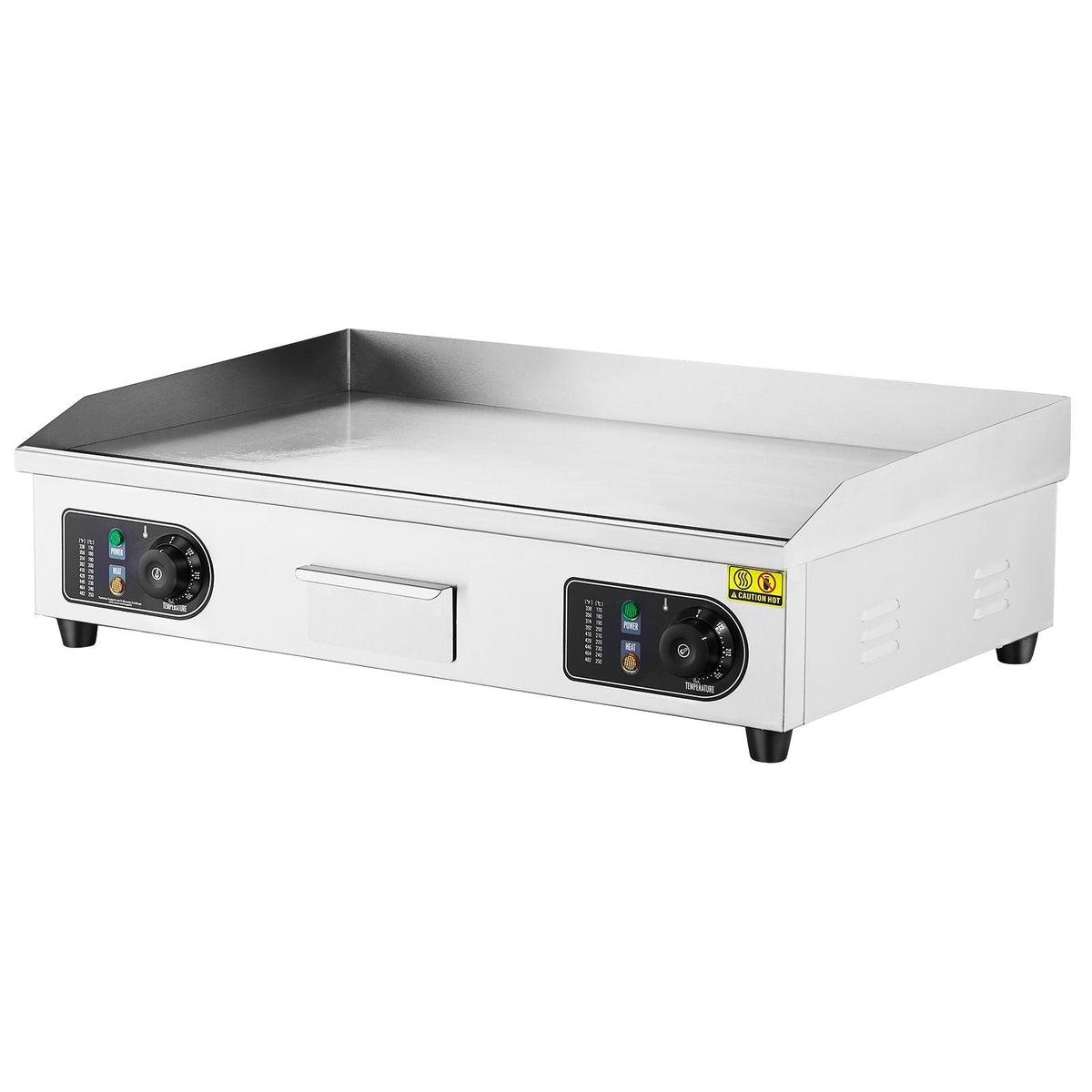 Commercial Electric Griddle, 4400W Countertop Flat Top Grill, 122-572 F Adjustable Temp, 28.74 x 15.75 x 0.39in Stainless Steel Griddle Grill with 2 Shovels, for Home or Restaurant(No Plug)
