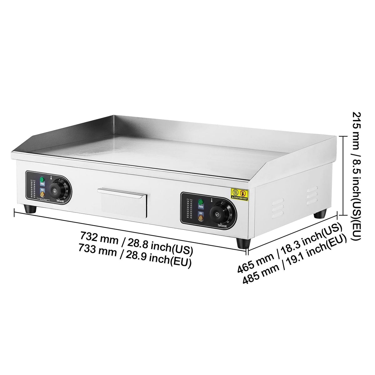 Commercial Electric Griddle, 4400W Countertop Flat Top Grill, 122-572 F Adjustable Temp, 28.74 x 15.75 x 0.39in Stainless Steel Griddle Grill with 2 Shovels, for Home or Restaurant(No Plug)