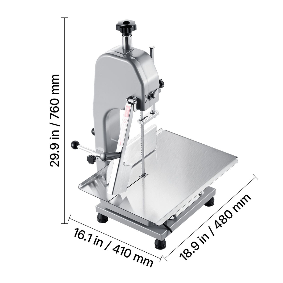 Commercial Electric Meat Bandsaw, 1100W Bone Sawing Machine with 12.4" x 18.1" Workbench, 0-4.3" Cutting Thickness, 7 Extra Replacement Blades, for Cutting Bone, Frozen Meat, Pork, Beef & Ribs