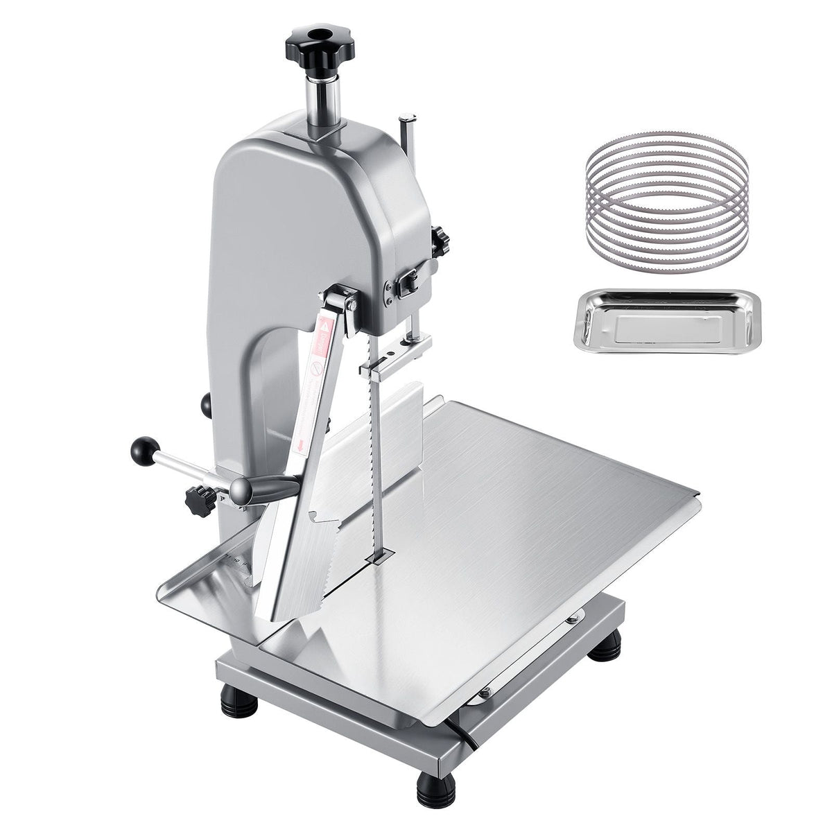Commercial Electric Meat Bandsaw, 1500W Bone Sawing Machine with 12.4" x 18.1" Workbench, 0-4.3" Cutting Thickness, 7 Extra Replacement Blades, for Cutting Bone, Frozen Meat, Pork, Beef & Ribs