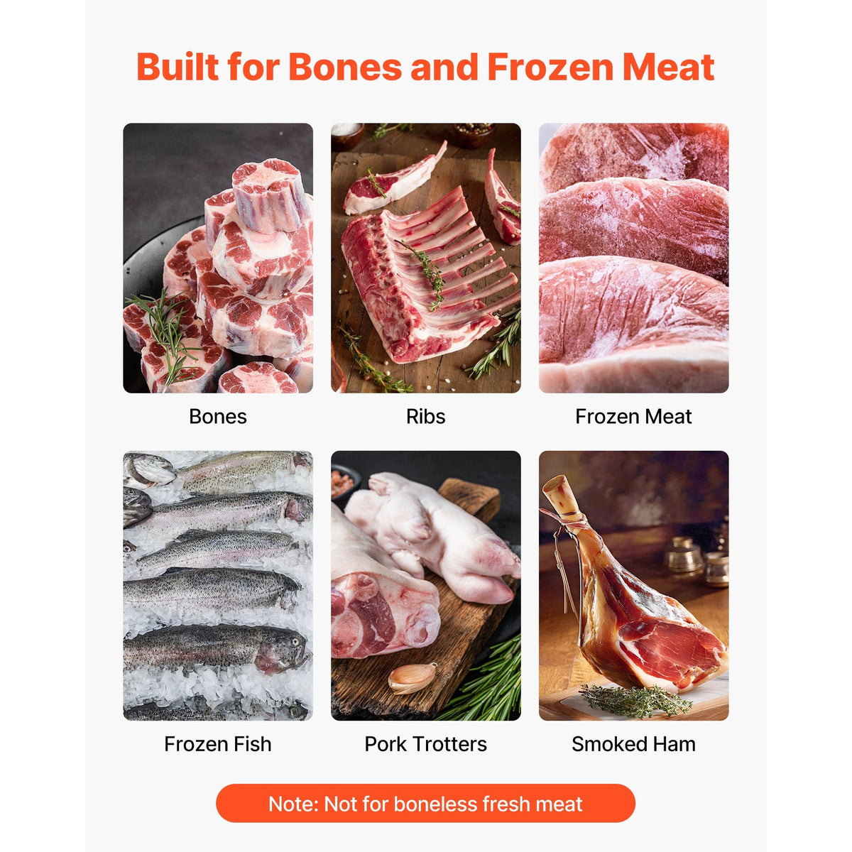 Commercial Electric Meat Bandsaw, 1500W Bone Sawing Machine with 12.4" x 18.1" Workbench, 0-4.3" Cutting Thickness, 7 Extra Replacement Blades, for Cutting Bone, Frozen Meat, Pork, Beef & Ribs