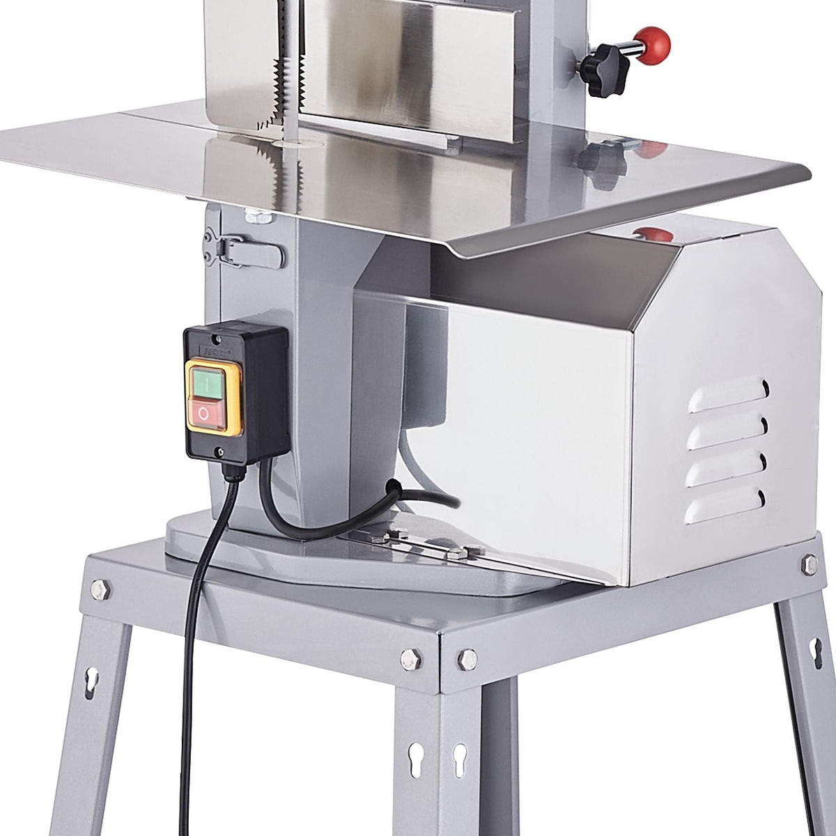 Commercial Electric Meat Bandsaw, 1500W Stainless Steel Vertical Bone Sawing Machine, Workbeach 19.3" x 15", 0.16-7.9 Inch Cutting Thickness, Frozen Meat Cutter with 6 Blades for Rib Pork Beef