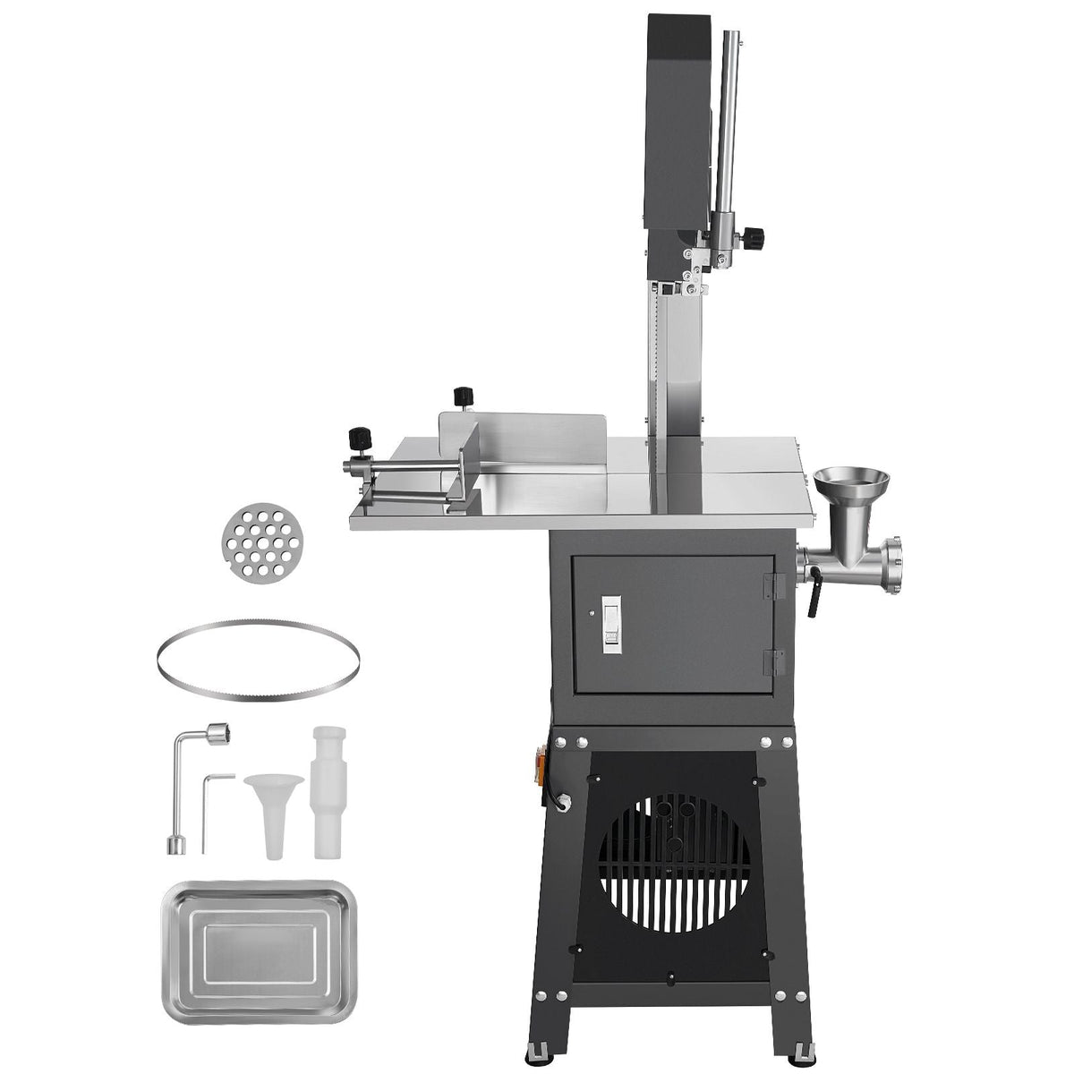Commercial Electric Meat Bandsaw, 550W Stainless Steel Vertical Bone Sawing Machine, 19.1"x15" Workbench, 7.09 Inch Cutting Thickness, Frozen Meat Cutter with Blade for Rib Pork Beef