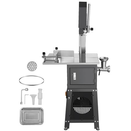 Commercial Electric Meat Bandsaw, 550W Stainless Steel Vertical Bone Sawing Machine, 19.1"x15" Workbench, 7.09 Inch Cutting Thickness, Frozen Meat Cutter with Blade for Rib Pork Beef