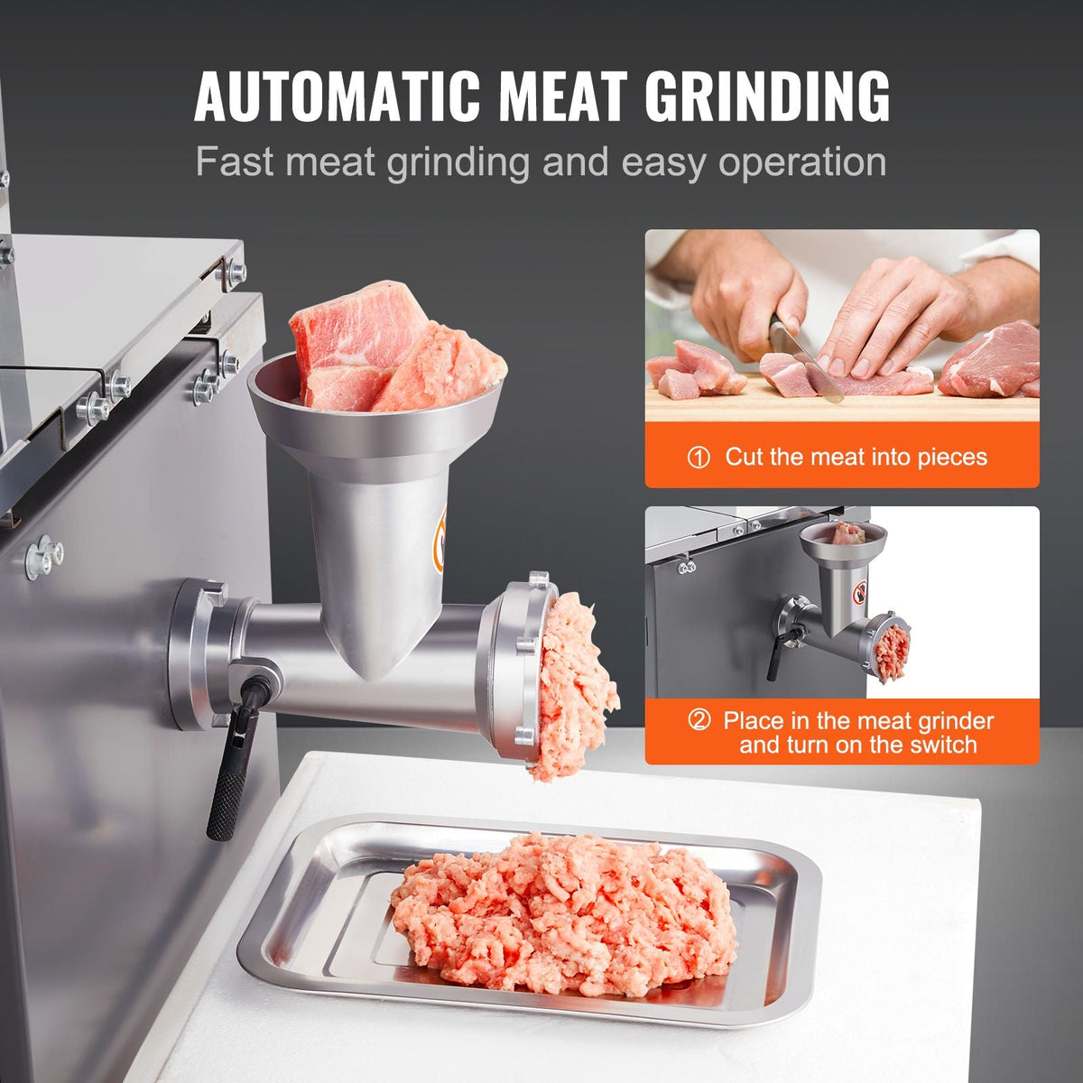Commercial Electric Meat Bandsaw, 550W Stainless Steel Vertical Bone Sawing Machine, 19.1"x15" Workbench, 7.09 Inch Cutting Thickness, Frozen Meat Cutter with Blade for Rib Pork Beef