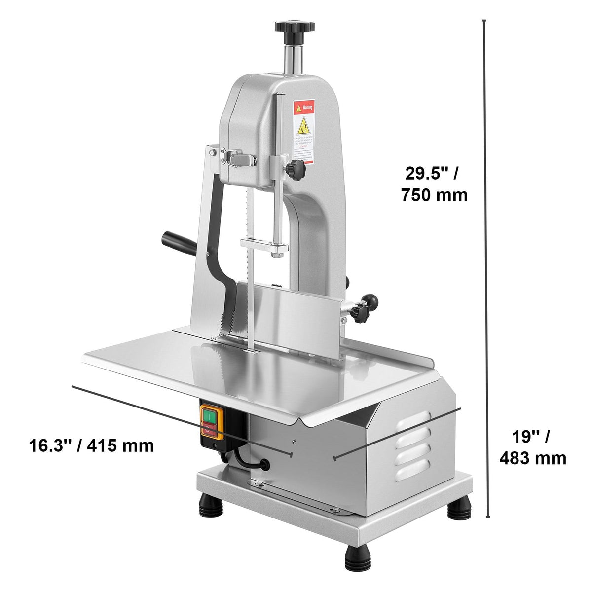 Commercial Electric Meat Bandsaw, 650W Stainless Steel Countertop Meat Sawing Machine, Workbench 12.4" x 18.1", 4.33 Inch Max Cutting Thickness, Frozen Fish Cutter for Rib Pork Beef