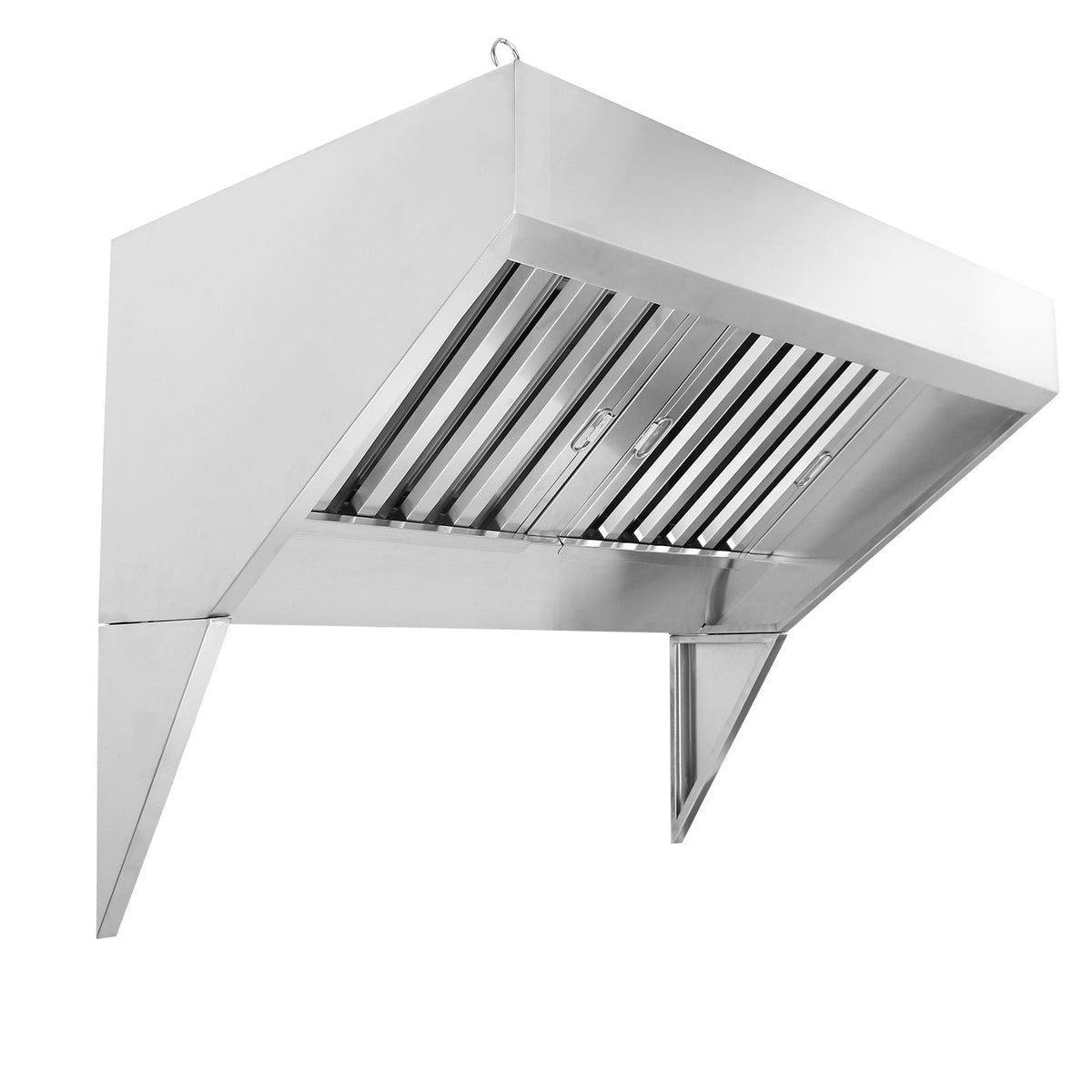 Commercial Exhaust Hood, 4FT Food Truck Hood Exhaust, 201 Stainless Steel Concession Trailer Hood with 2 Detachable U-shaped Grid Oil Filter Mesh, Rust Resistant Vent Hood for Kitchen Restaurant