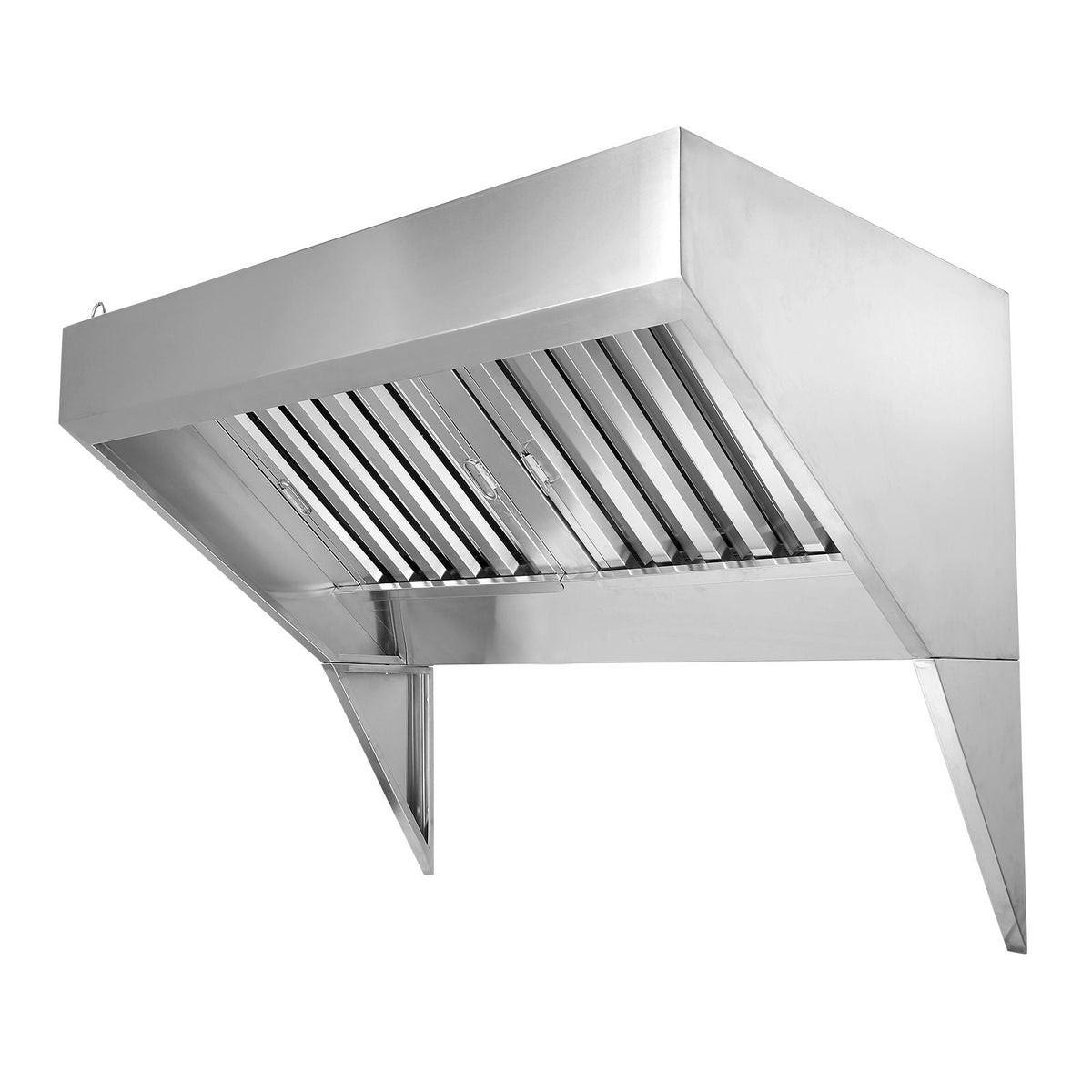 Commercial Exhaust Hood, 4FT Food Truck Hood Exhaust, 201 Stainless Steel Concession Trailer Hood with 2 Detachable U-shaped Grid Oil Filter Mesh, Rust Resistant Vent Hood for Kitchen Restaurant