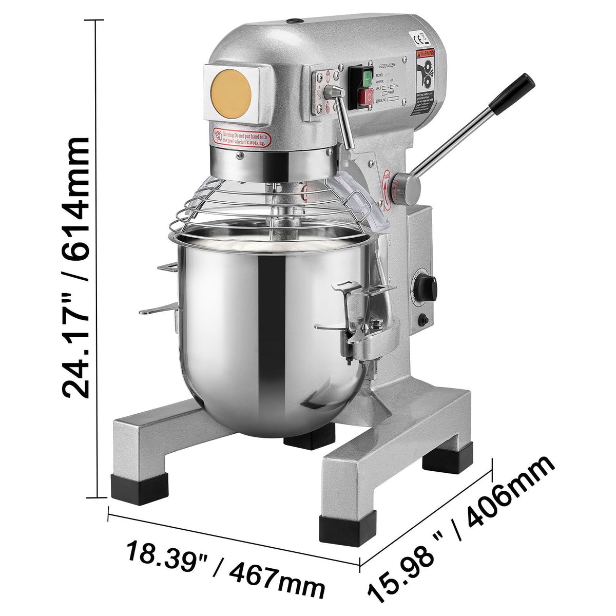 Commercial Food Mixer, 14L Commercial Stand Mixer with 3 Adjustable Speeds, 550W Dough Mixer with Stainless Steel Bowl and 3 Mixing Attachments, Ideal for Restaurant, Bakery, Pastry shop, Cafe