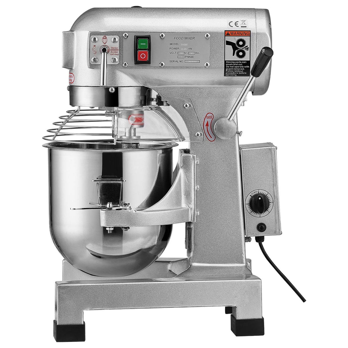 Commercial Food Mixer, 14L Commercial Stand Mixer with 3 Adjustable Speeds, 550W Dough Mixer with Stainless Steel Bowl and 3 Mixing Attachments, Ideal for Restaurant, Bakery, Pastry shop, Cafe