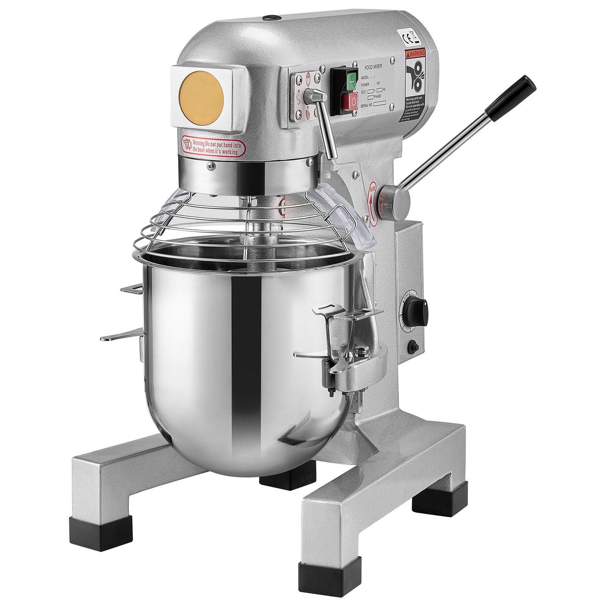 Commercial Food Mixer, 14L Commercial Stand Mixer with 3 Adjustable Speeds, 550W Dough Mixer with Stainless Steel Bowl and 3 Mixing Attachments, Ideal for Restaurant, Bakery, Pastry shop, Cafe