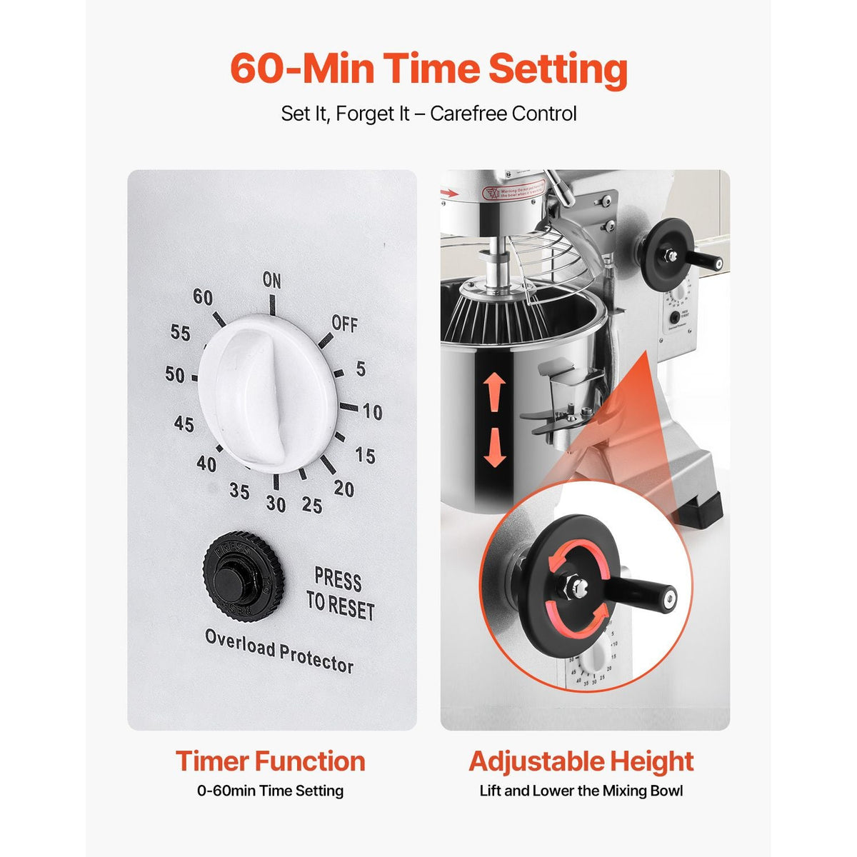 Commercial Food Mixer 15Qt 600W 3 Speeds Adjustable 110/178/390 RPM Heavy Duty 110V with Stainless Steel Bowl Dough Hooks Whisk Beater Premium for Schools Bakeries Restaurants Pizzerias