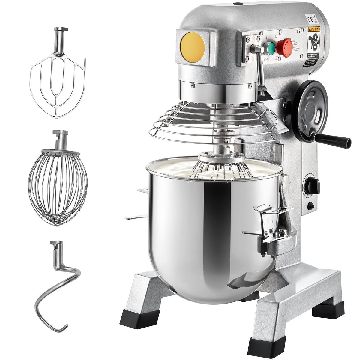 Commercial Food Mixer, 15Qt Commercial Mixer with Timing Function, 500W Stainless Steel Bowl Heavy Duty Electric Food Mixer Commercial with 3 Speeds Adjustable 113/184/341 RPM, Dough Hook Whisk