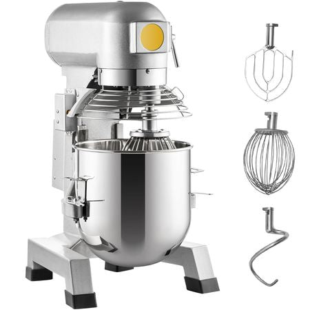 Commercial Food Mixer, 20Qt Commercial Mixer with Timing Function, 750W Stainless Steel Bowl Heavy Duty Electric Food Mixer Commercial with 3 Speeds Adjustable 108/199/382 RPM, Dough Hook Whisk