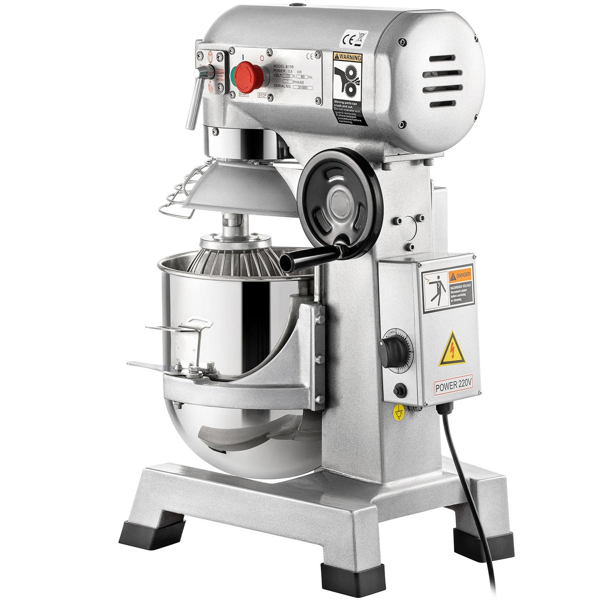 Commercial Food Mixer, 30Qt Commercial Mixer with Timing Function, 1100W Stainless Steel Bowl Electric Food Mixer with 3 Speeds Adjustable 108/199/382 RPM, Dough Hook Whisk Beater Included