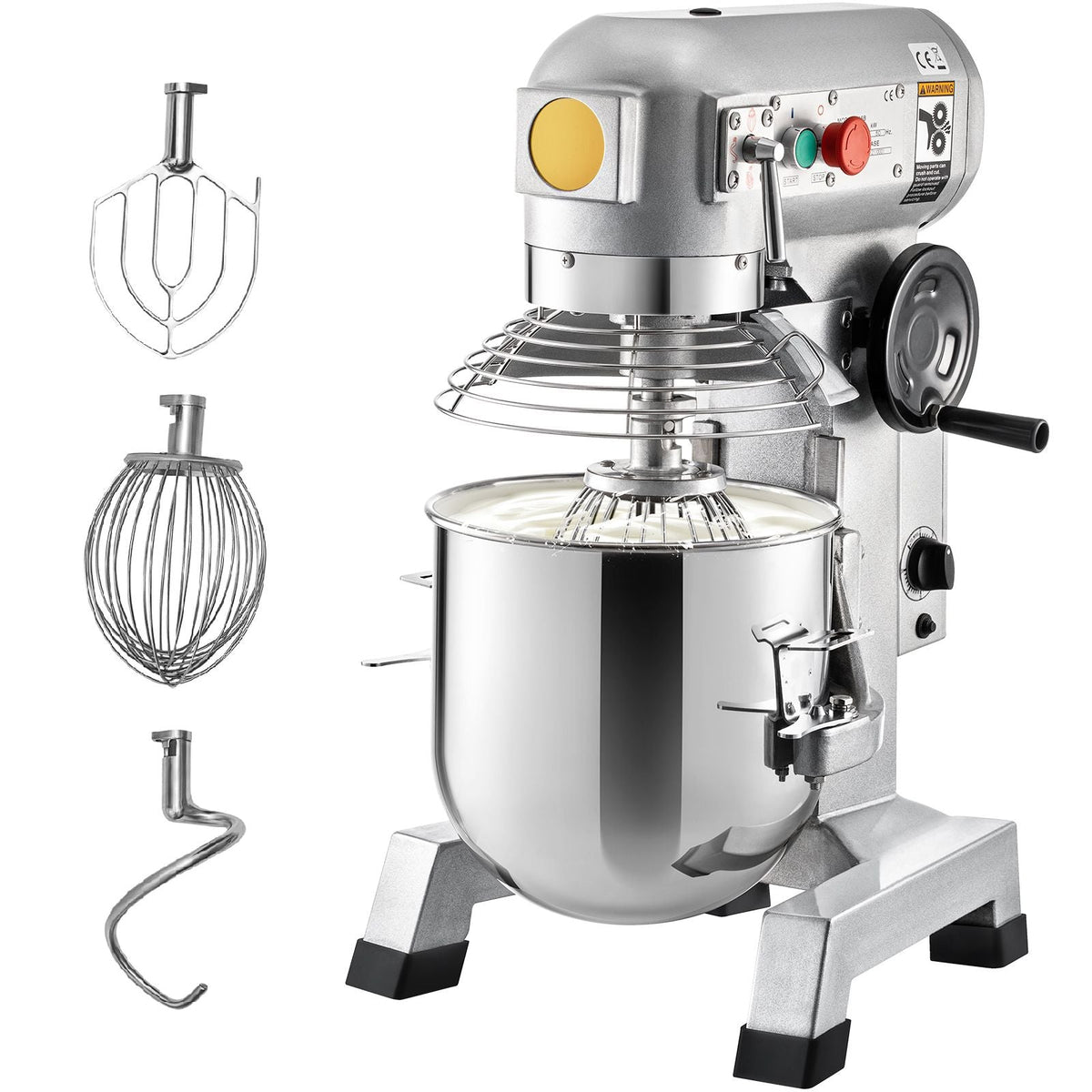 Commercial Food Mixer, 30Qt Commercial Mixer with Timing Function, 1100W Stainless Steel Bowl Electric Food Mixer with 3 Speeds Adjustable 108/199/382 RPM, Dough Hook Whisk Beater Included