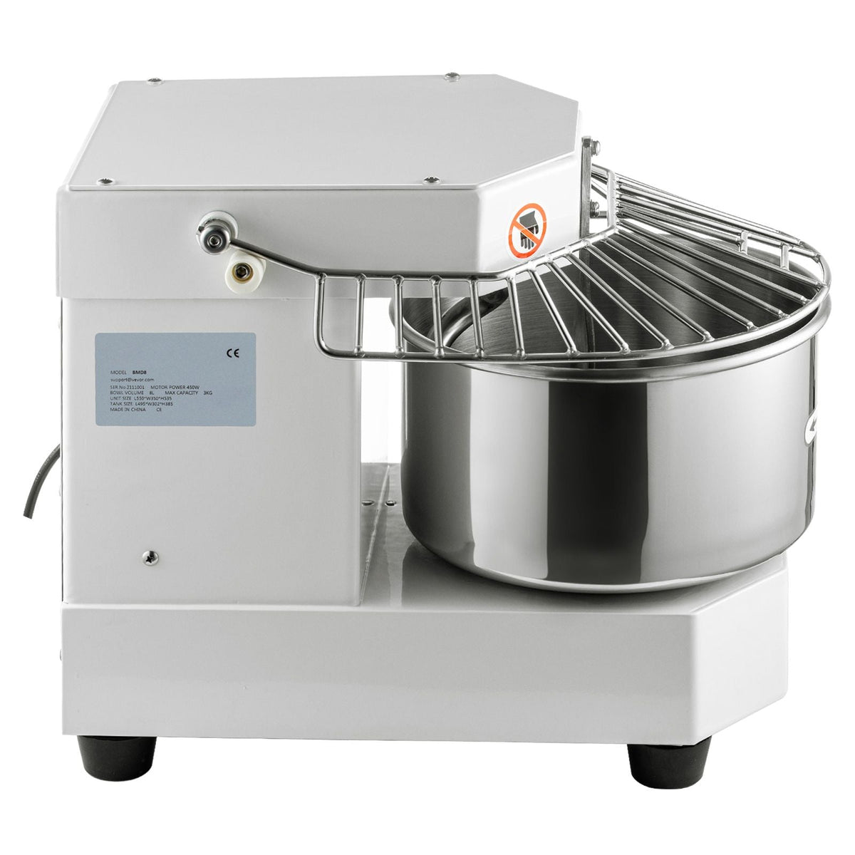 Commercial Food Mixer, 7.3Qt Capacity, 450W Dual Rotating Dough Kneading Machine with Food-grade Stainless Steel Bowl, Security Shield & Timer Included, Baking Equipment for Restaurant Pizzeria