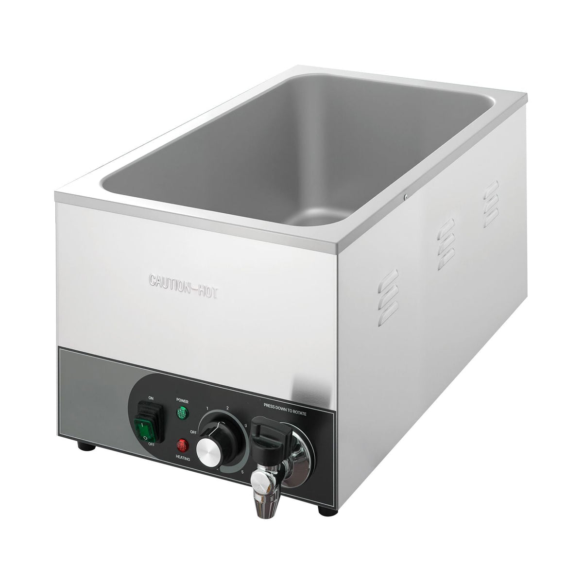 Commercial Food Warmer, 1200W Electric Stainless Steel Steam Food Warmer, Fast Heating Countertop Buffet Bain Marie with Detachable Power Cord, for Catering, Restaurants, Parties & Buffets