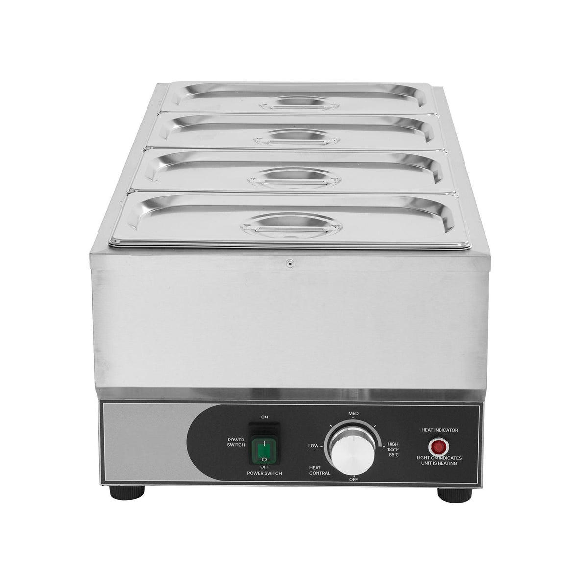 Commercial Food Warmer, 1500W Electric Stainless Steel Steam Food Warmer, Fast Heating Countertop Buffet Bain Marie with Four 1/3 Size Food Pans, for Catering, Restaurants, Parties & Buffets
