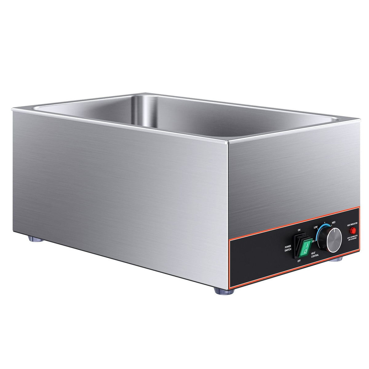Commercial Food Warmer, 1500W Electric Stainless Steel Steam Food Warmer, Fast Heating Countertop Buffet Bain Marie with Power Cord & Divider Strip, for Catering, Restaurants, Parties, Buffets