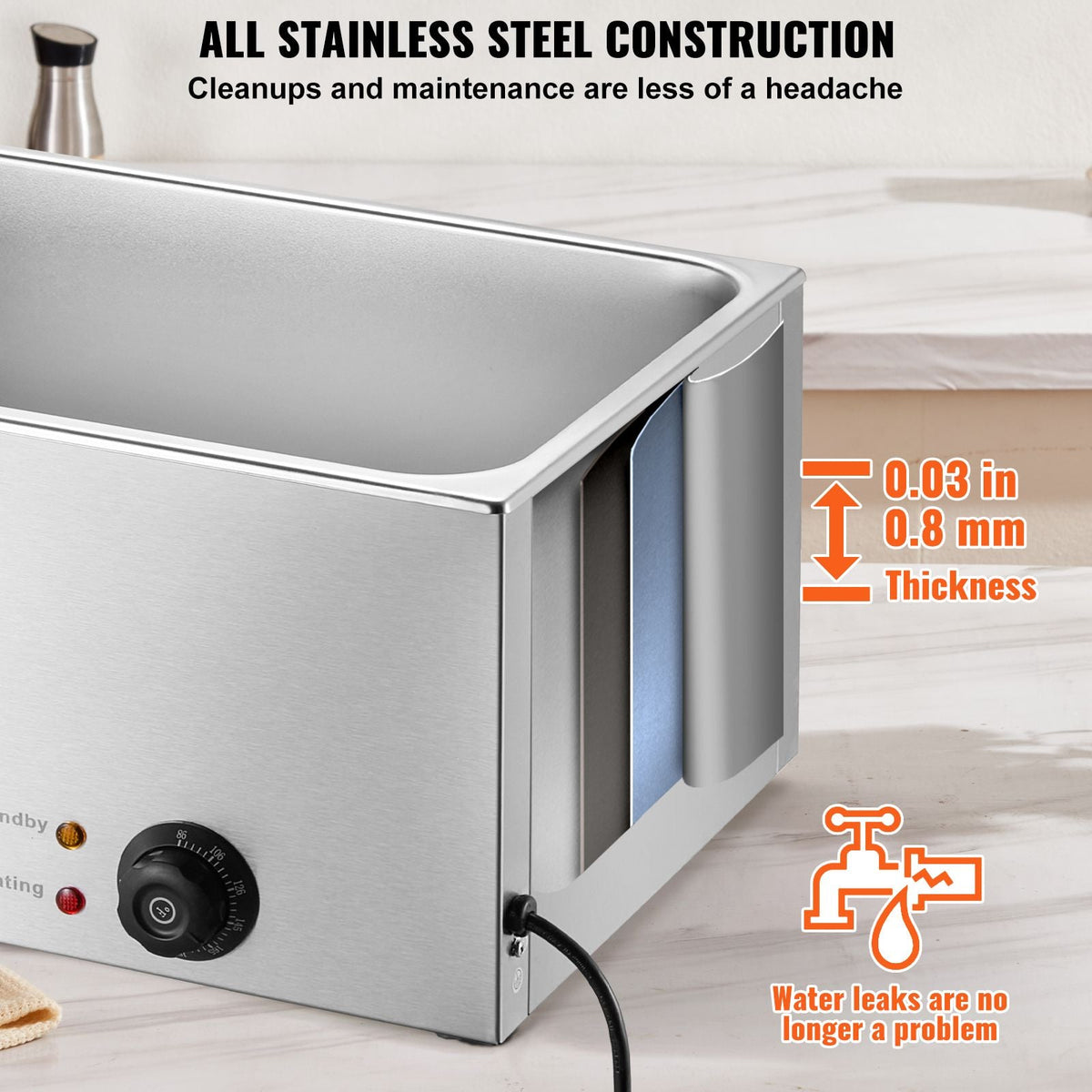 Commercial Food Warmer 19QT Bain Marie 1200W Electric Buffet Warmer Steam Table Food Warmer Countertop Stainless Steel Food Warmer Wet or Dry Use for Parties, Catering and Restaurant