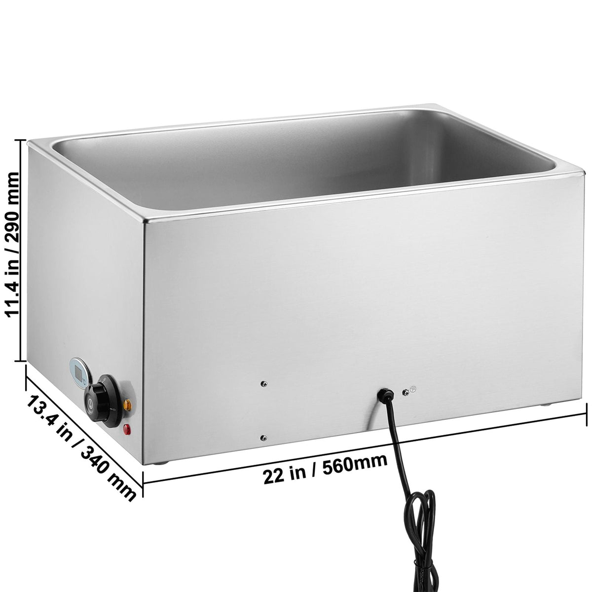 Commercial Food Warmer 19QT Bain Marie 1200W Electric Buffet Warmer Steam Table Food Warmer Countertop Stainless Steel Food Warmer Wet or Dry Use for Parties, Catering and Restaurant